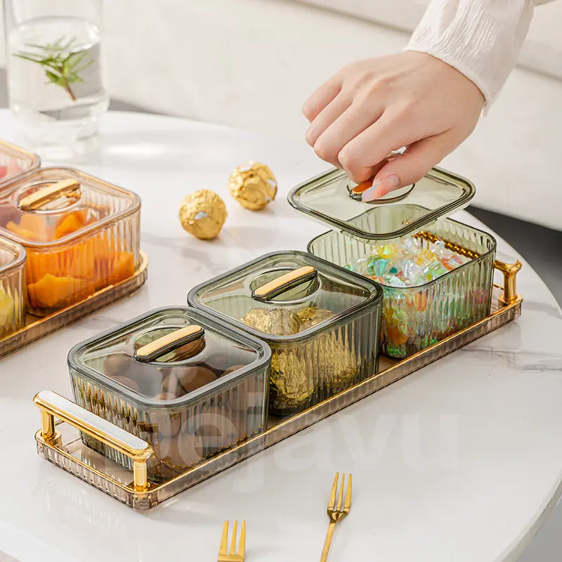 Dejavu Toples Set Penyimpanan Makanan Saji Dengan Nampan Tempat Cemilan Toples Snack Tray Kue Storage Jar With Tray HSB663 2