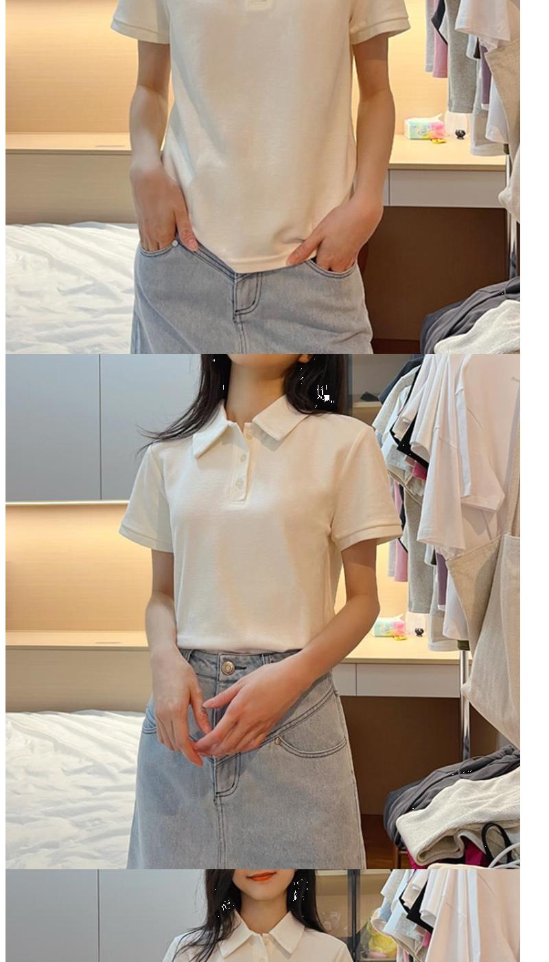 Product Introduction of White Short Sleeved T-Shirt For Women In Summer 2025, New Loose Polo Collar Small Shirt, Slimming And Versatile Shoulder Top, Autumn 4