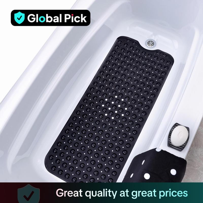Solid Color Anti-slip Bathtub Mat, 1 Count Extra Long Bath Safety Shower Bathtub Mat, Non-slip Bathroom Floor Mat for Kids Elderly Disabled, Home Goods, Bath Mats 0