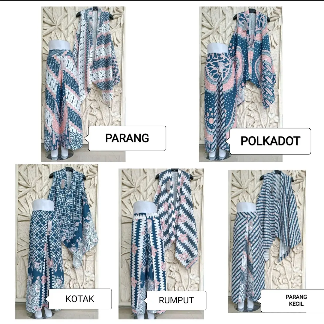 ONE SET OUTER VEST CELANA LAYER BATIK SETELAN CELANA PANJANG WANITA