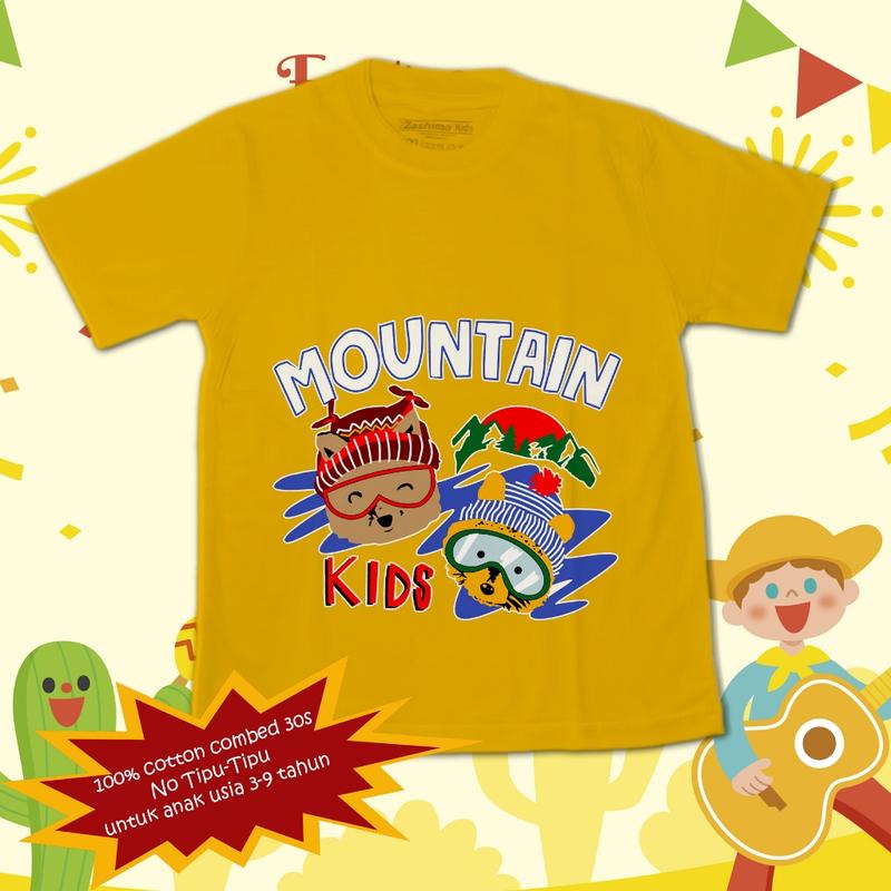 Kaos anak bahan premium cotton combed 30s, untuk usia 3-9 tahun, motif beruang 0