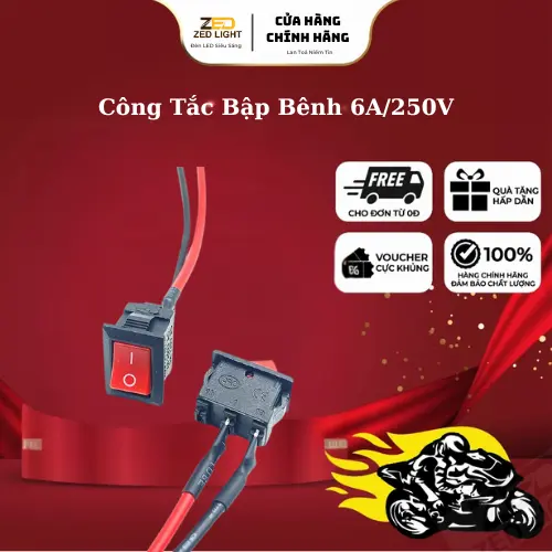 Công Tắc Bập Bênh 6A/250V 2 Chân 2 Chế Độ ON-OFF KÈM DÂY Phụ Kiện 0