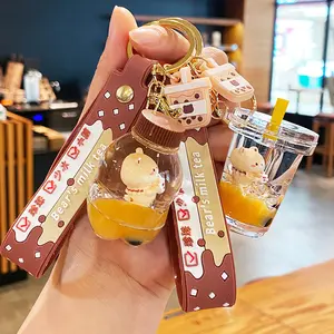 Gantungan Kunci Beruang Bubble Tea dengan Efek Pasir Bergerak - Aksesoris Tas & Mobil Imut