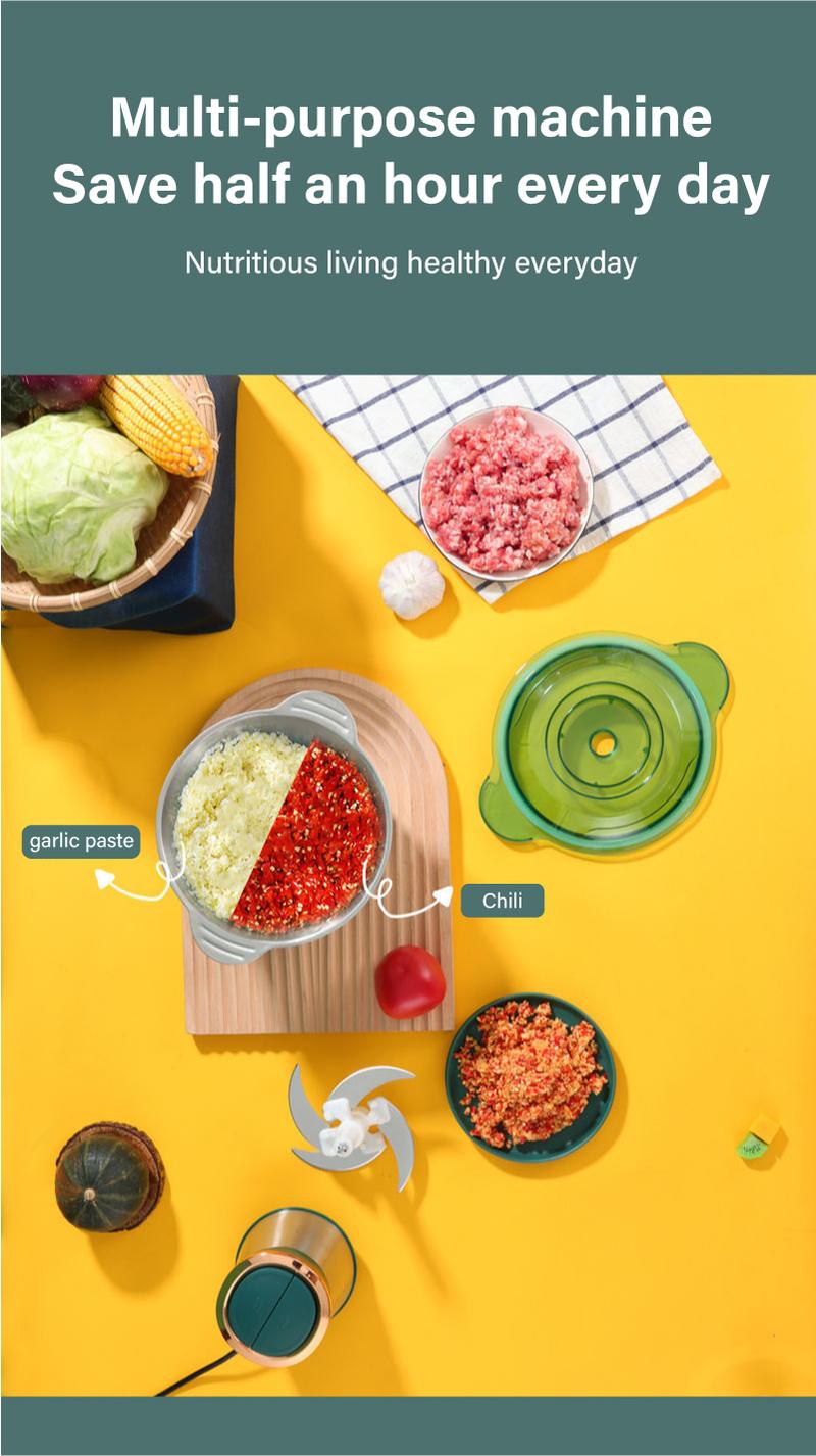 Product Introduction of XIFANSI Ready Stock 2L/3L 2Speeds 304 Stainless Steel Electric Chopper Meat Grinder Mincer Food Processor Slicer Vegetable Food Chopper Meat Slicer Machine 4