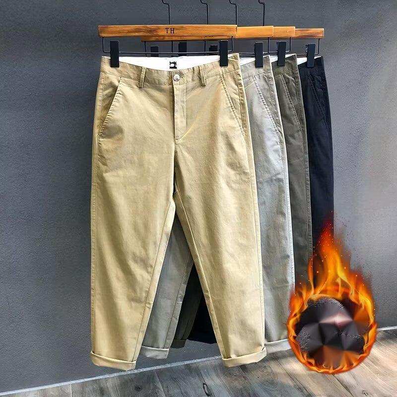 Product Introduction of Casual Pants Men's Fleece-lined Autumn and Winter New Loose Cropped Pants Skinny Spring and Autumn Casual Long Pants 14