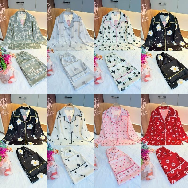 Product Introduction of (FREE SIZE 45-62KG) ĐỒ BỘ FENA LỤA LATIN , PIJAMA NỮ MẶC NHÀ- Voi Nhung Women Kem Lịch Ong 9