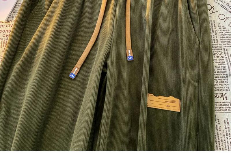 Product Introduction of Korean Version Of Corduroy Wide Leg Pants For Women High Waisted Casual Floor Mop Pants Straight Leg Sports Pants Vintage Casual Jogger Sporty Soft Full-Length Straight Trousers 17