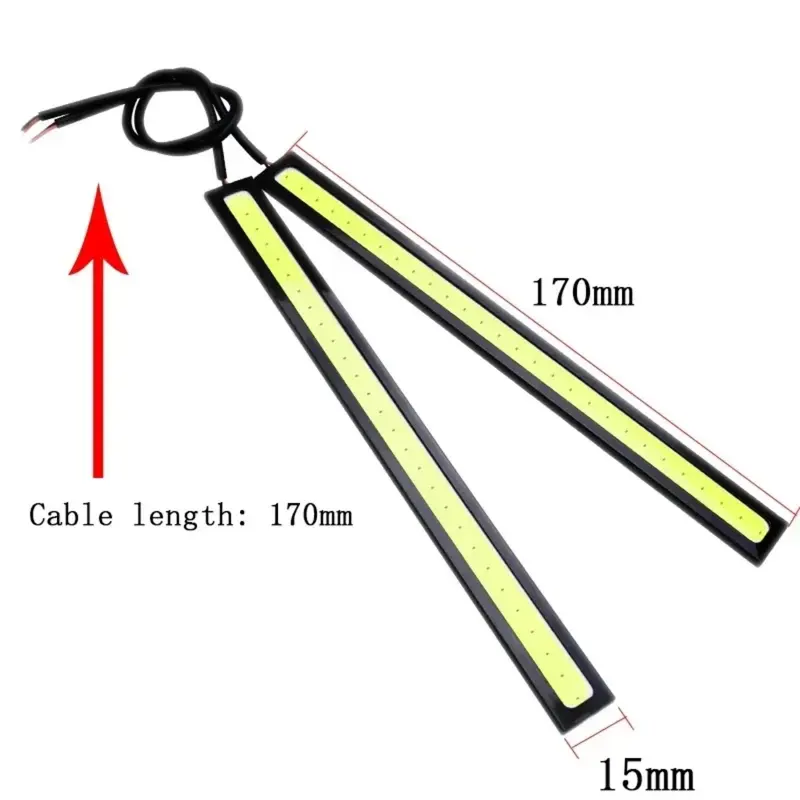 Đèn chạy ban ngày LED COB, 2 / 4 cái, 17cm, 12V, 6000K, Không thấm nước, Đèn dải tự động, Đèn sương mù COB trên ô tô, Đèn LED DRL tạo kiểu ô tô 5