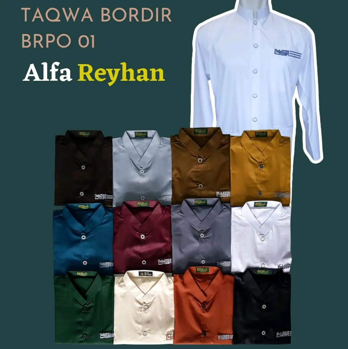 Taqwa bordir saku/haibah bordir alfa reyhan Baju Dewasa Panjang Muslim Koko Muslim Nyaman Formal Mewah Pria Pendek