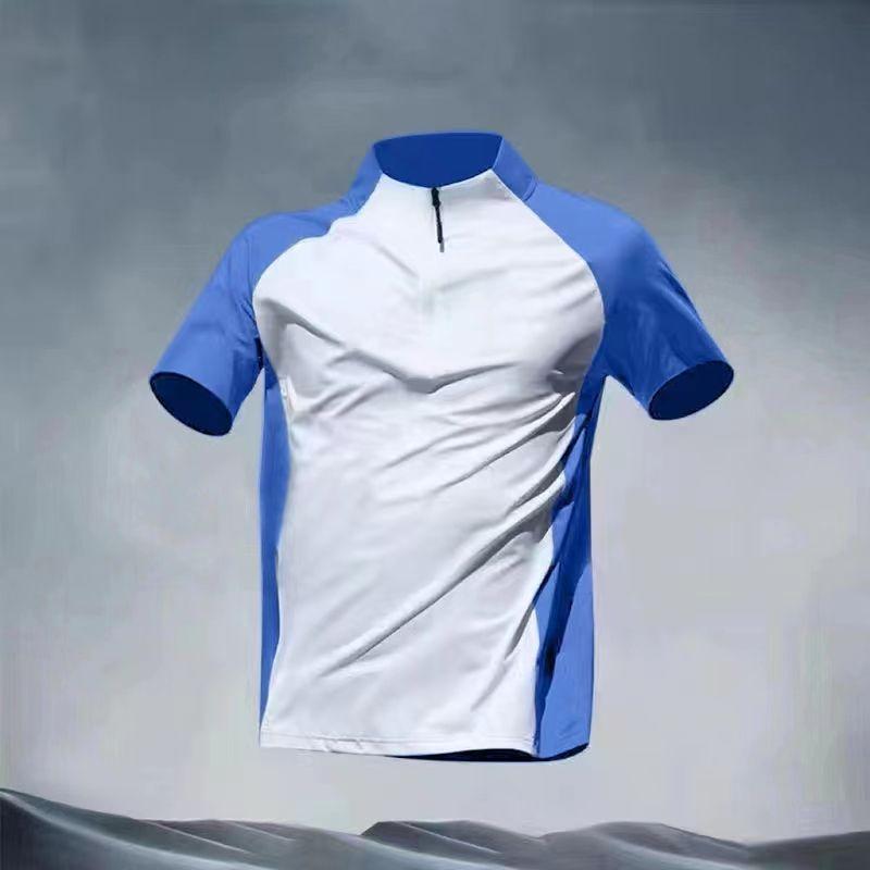 Product Introduction of Áo Thun Thể Thao, Dành Cho Nam Giới, Nửa Dây Kéo, Cổ Chân Đế Chất Liệu Lụa Lạnh Nhanh Khô, Ngắn Tay, Áo Chạy Bộ, Thích Hợp Cho Mùa Hè, Tập Luyện Thể Thao, Quần Áo Tennis 5