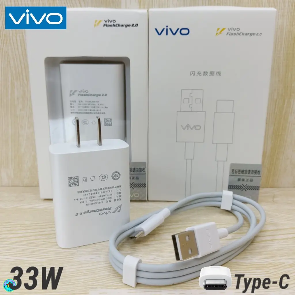 ชุดชาร์จ Vivo Type-C 33W, ชาร์จแฟลช, สายชาร์จ, ชาร์จเร็ว, ของแท้, เข้ากันได้กับ Vivo เกม
