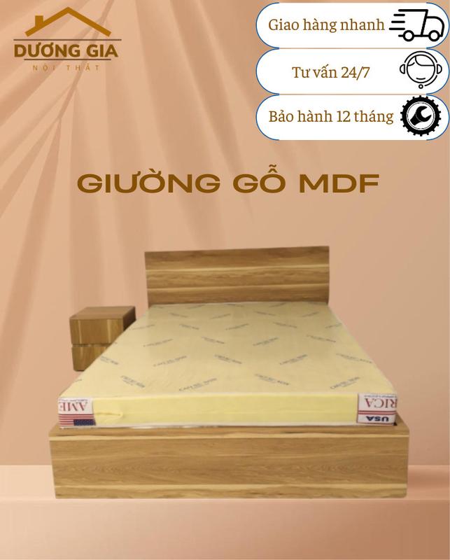 Giường ngủ, giường gỗ mdf cho gia đình, decor căn hộ, chung cư đồ  gỗ xuyên phúc 3