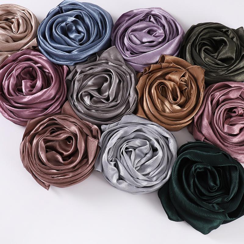 Product Introduction of Pashmina hijab Malaysia New Artificial Silk Silky Satin Scarf Women's Shawl Toe Cap Headscarf 6