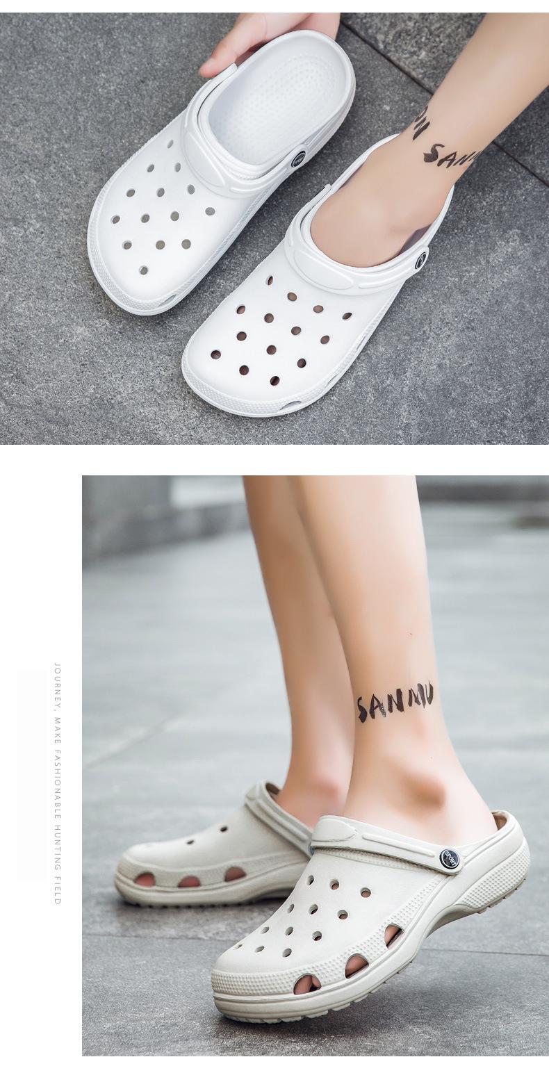 Product Introduction of Summer new style solid color hole shoes, men and women's sandals, suitable for wearing on the beach and other occasions 2