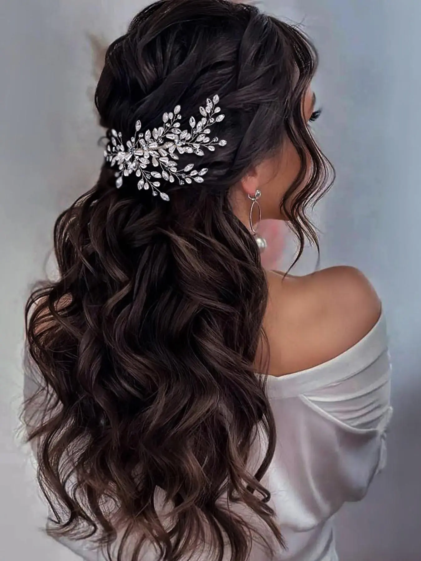 Rhinestone Decorated Hair Pin, Elegant Hair Accessories for Wedding Bridal Party Formal Occasions, Minimalist Headwear Suitable for Thick Hair for Party, Daily Clothing Decor