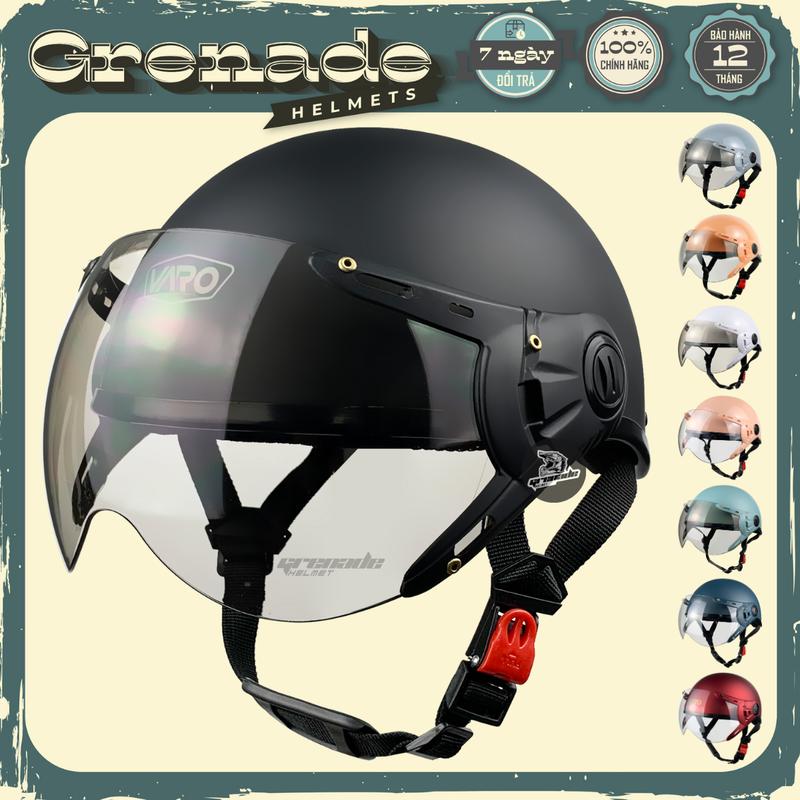 Mũ bảo hiểm nửa đầu VARO A33K có kính chắn gió, chống tia uv cao cấp Helmet ống kính đầy màu sắc soul pack vn