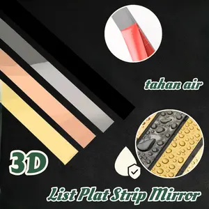 Vinnatsu-1CM/1.5CM/2CM/2.5CM/3CM/5CM*12M Wall Sticker Panjang List Plat Strip Mirror Sticker List Plat Strip Mirror Sticker Pembatas Nat Keramik/Stiker Dekorasi Lantai Keramik