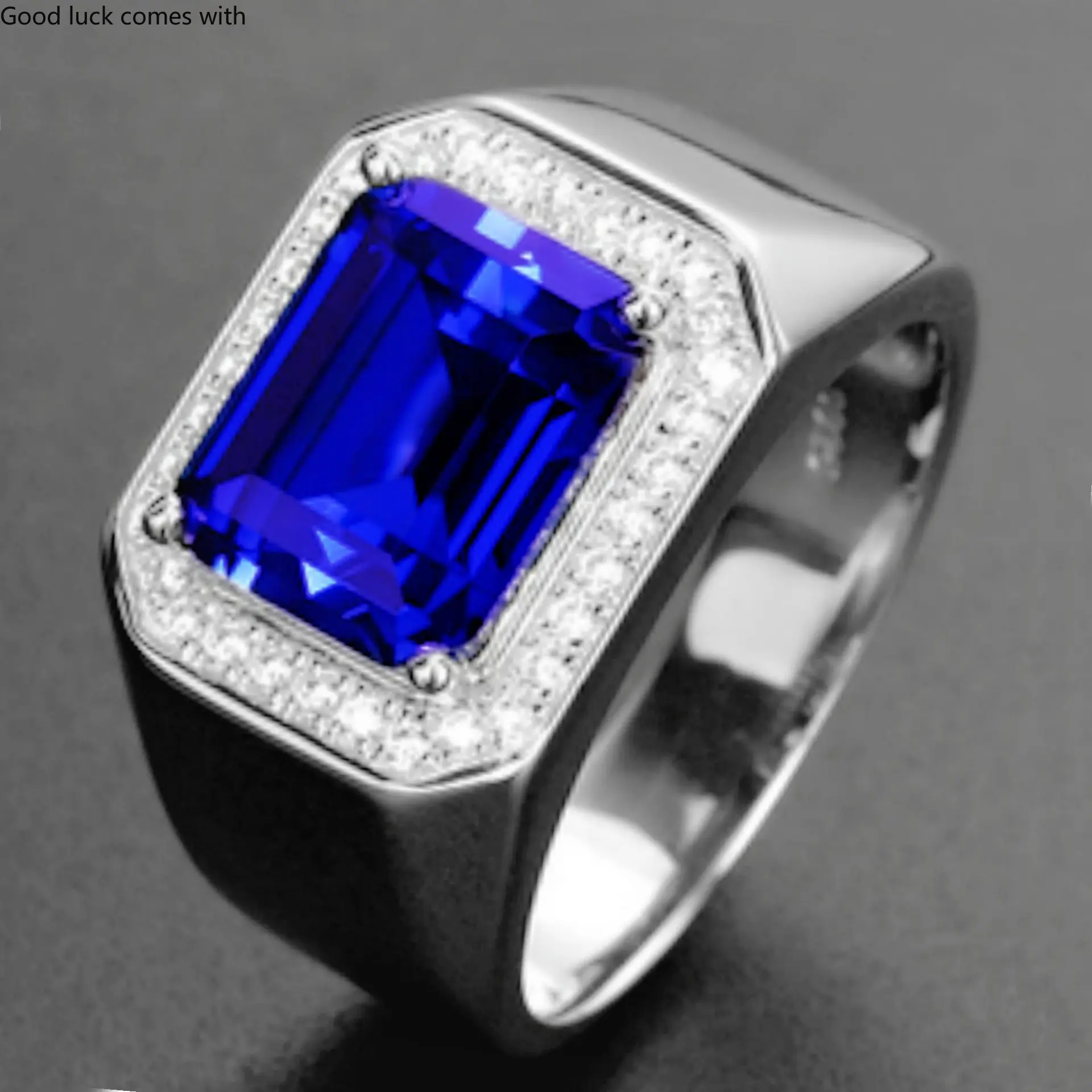 Temperament Blue Corundum Ring zircon Open Men&#039;s Ring Silver-plated and Platinum-plated Tanzanian Living Men&#039;s Ring Factory