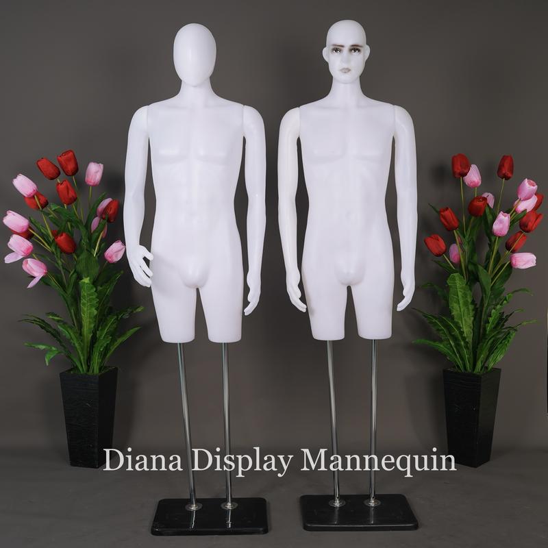 MANEKIN BAJU BODYFIT PRIA DEWASA SETENGAH BADAN DENGAN KEPALA DAN TANGAN PLASTIK SET TIANG BESI 3