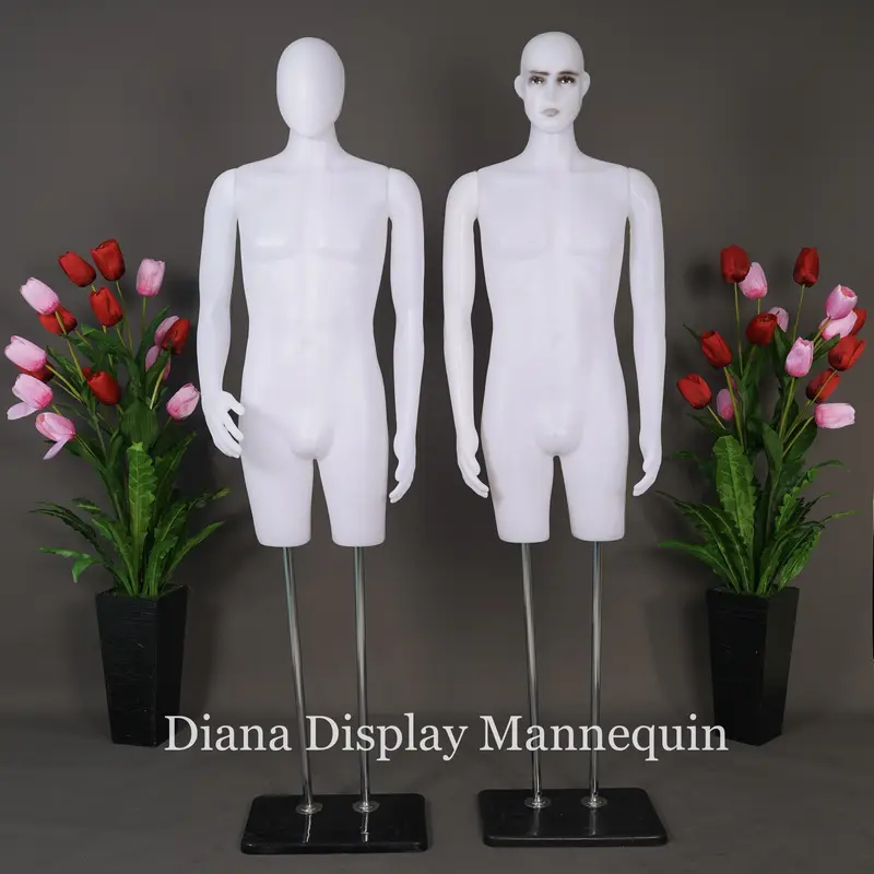MANEKIN BAJU BODYFIT PRIA DEWASA SETENGAH BADAN DENGAN KEPALA DAN TANGAN PLASTIK SET TIANG BESI 3