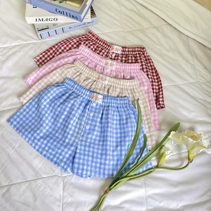 Calem club - Quần short nút BOXER  quần short nữ kẻ sọc caro nhiều màu Nữ Women
