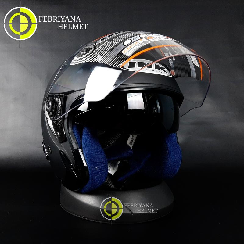 HELM INK METRO 2 SOLID BLACK DOFF HALF FACE INK DOUBLE VISOR Motorcycle 1