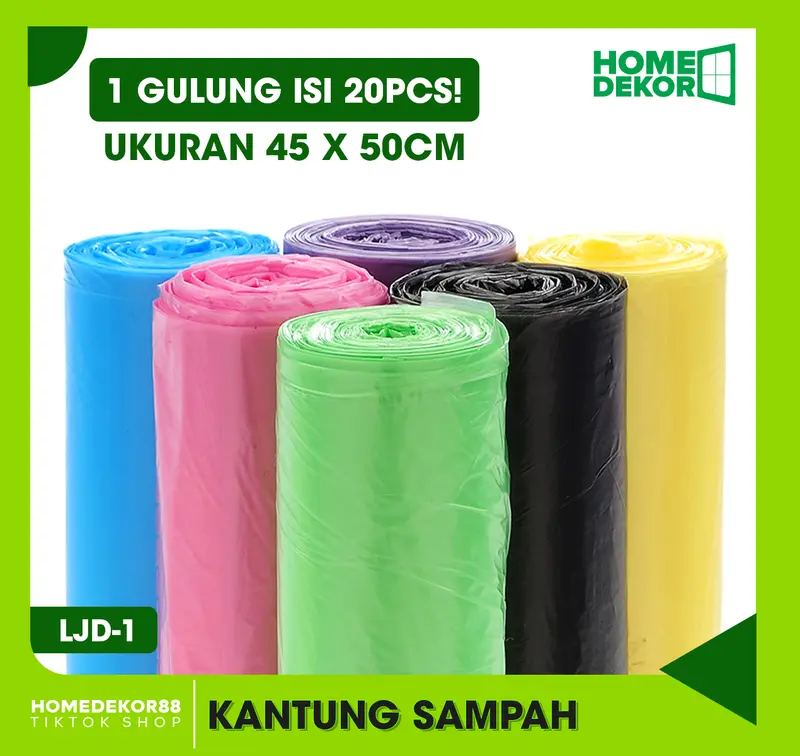 HOMEDEKOR88 - Kantong Sampah Plastik Roll Trash Bag / Kantong Sampah Serbaguna Isi 5 ROLL  LJD-1 4