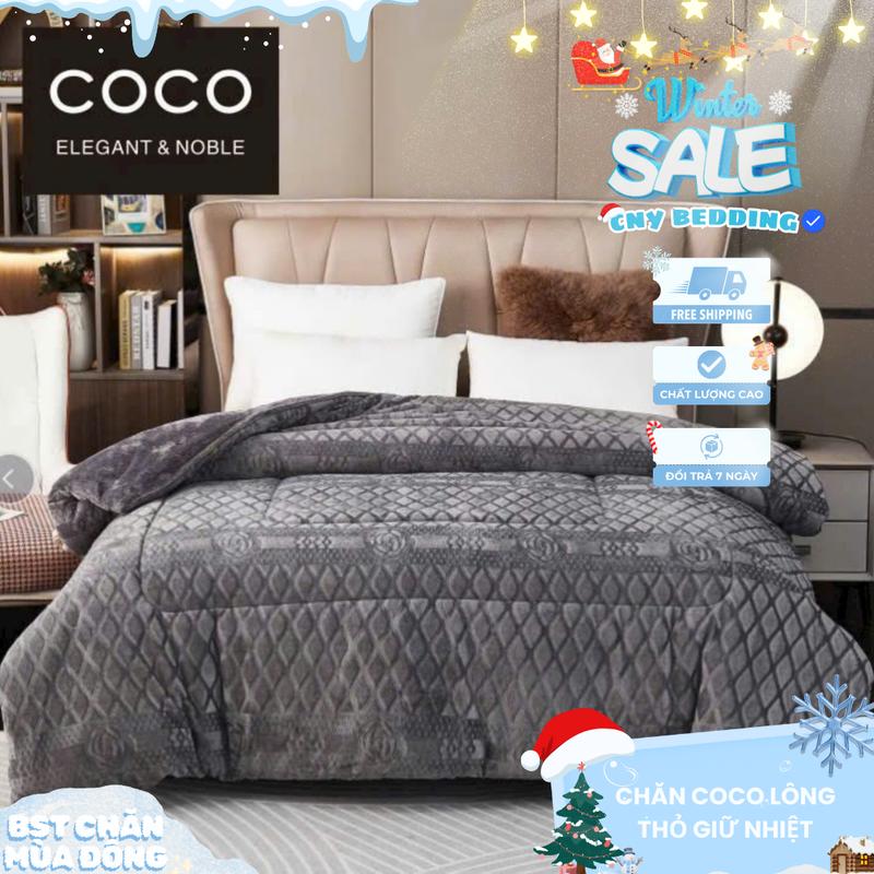 Chăn Coco Nỉ Lông Thỏ CNY Bedding – Đắp Đông Mềm Mại Siêu Giữ Nhiệt Hàng Xưởng Cao Cấp Kích Thước Lớn 2mx2m2 Trọng Lượng 3,7–4kg