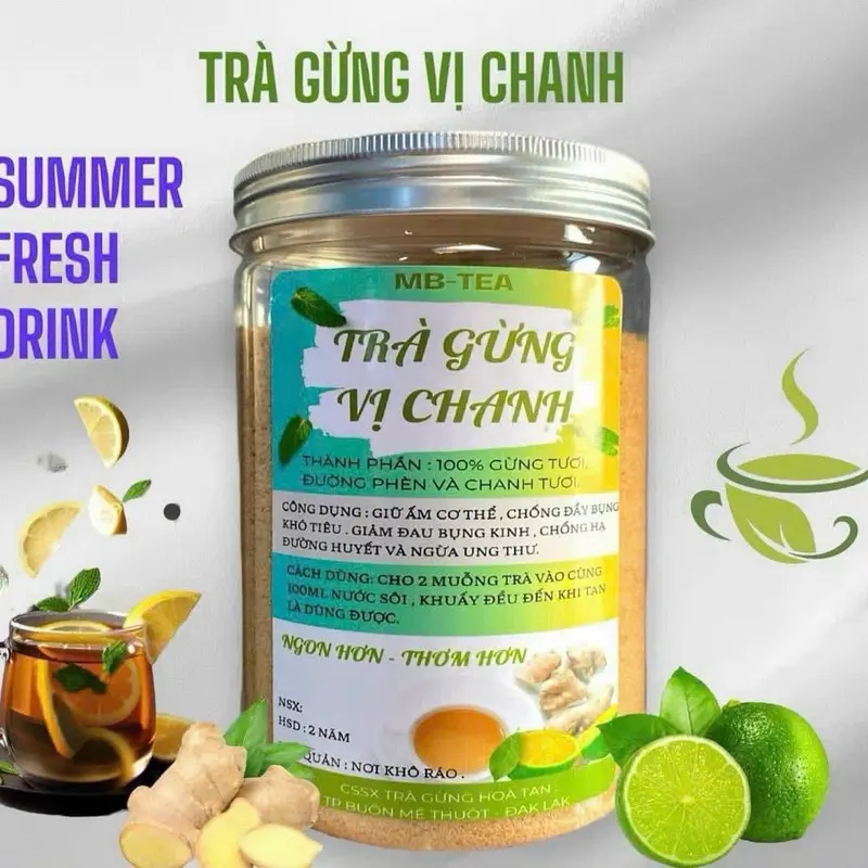 Trà gừng vị chanh 500g - Đường phèn, Nước cốt gừng, Nước cốt chanh - Tea, Nước Trà 2