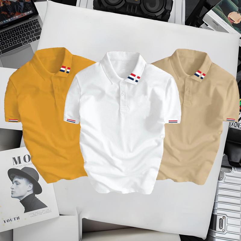 Có Big Size Bộ 3 Áo thun polo nam POLOMAN 04 vải cá sấu co giản 4 chiều nhiều màu menswear shirt freeship giá rẻ Có Cổ Cộc Tay