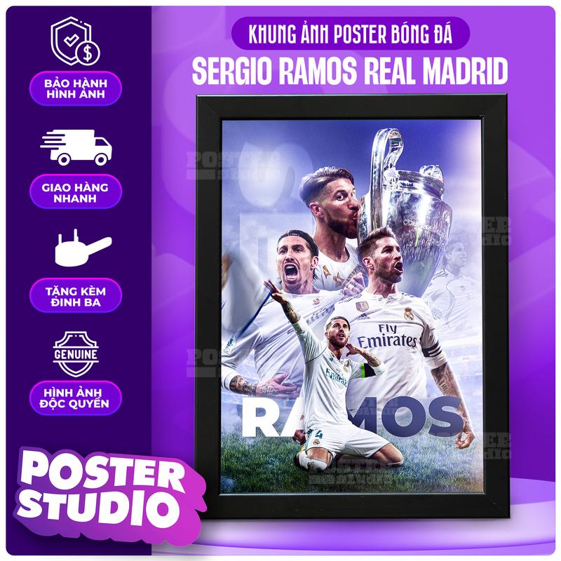  Khung ảnh poster RAMOS REAL MADRID gồm 2 kích thước để bàn A5  18cm x 24cm  treo tường A4  24cm x 35cm  Decor Decor Phòng 