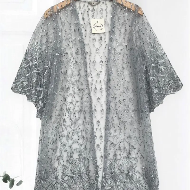 Ajmala - Long Outer brokat flower - baju kondangan wanita - baju kebaya wisuda - outer brukat panjang 2