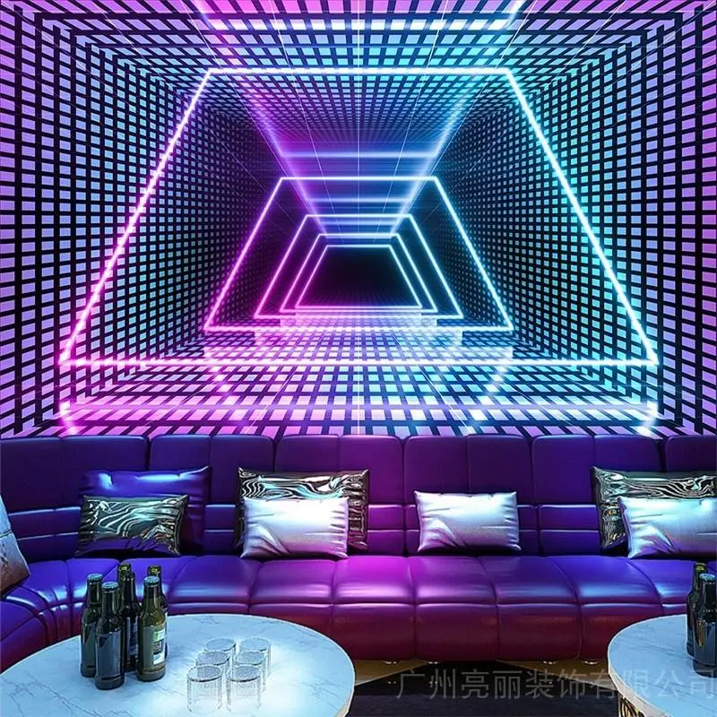Giấy Dán Tường 3d Cảm Giác Công Nghệ Mở Rộng Không Gian Giấy Dán Tường Tranh Tường Quán Bar Ktv Nền Trực Tiếp Chơi Game Trang Trí Công Nghiệp Fresco 3