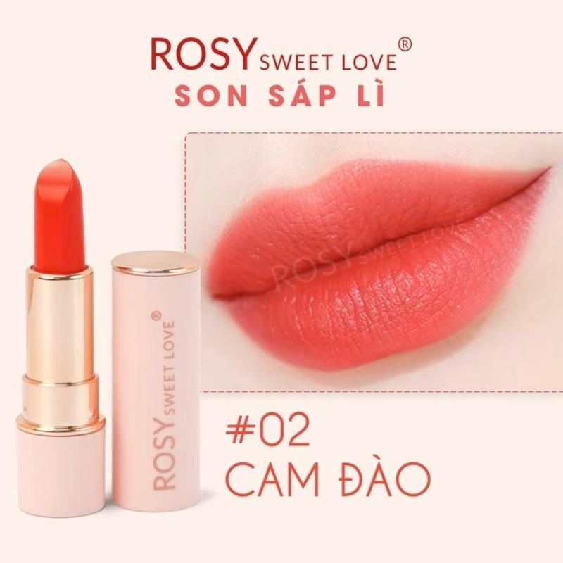 [02 Cam Đào] Son Sáp Lì Rosy Dưỡng Môi Mềm Mịn , không chì , màu chuẩn đẹp , lâu chôi ,An toàn cho Mẹ Bầu Son Môi Trang Điểm Nữ