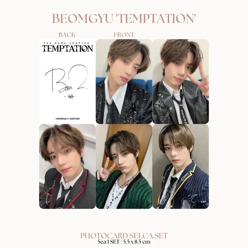 PHOTOCARD TXT SELCA TO DO TEMPTATION 2SISI (ISI 5 PCS + LAMINASI 2 SISI) TANDA TANGAN TTD KPOP IDOL KOREA PREMIUM MURAH UNOFFICIAL YEONJUN SOOBIN BEOMGYU TAEHYUN HUENINGKAI READY STOCK ! 1