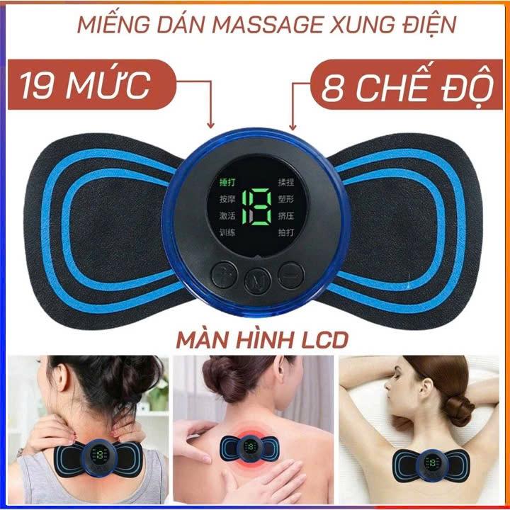 Combo 2 Máy Massage Xung Điện Cổ Vai Gáy, Bắp Tay, Lưng Hình Cánh Bướm 8 Chế Độ Giúp Giảm Đau Nhức Hiệu Quả