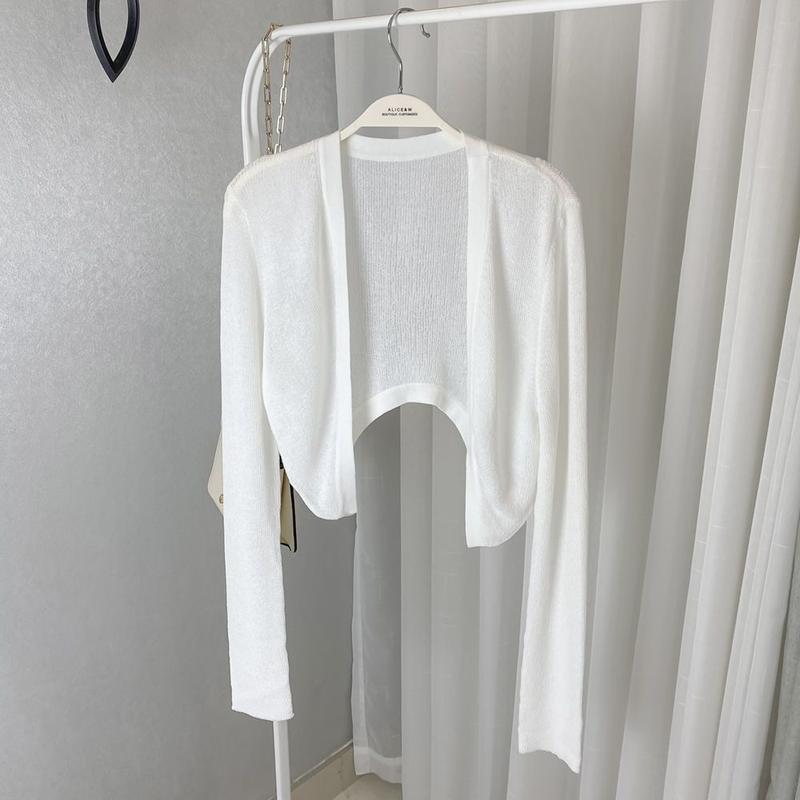 Product Introduction of [rashguardwomen]White Ice Silk Cardigan Knitted Jacket Thin Small Cape Women's Shawl Summer Wear with Slip Dress Sun Protection Cover-Up[Sunscreen shoulder] 5