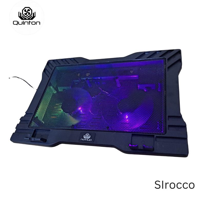 kipas laptop cooling pad quinton 2 fan 12cm 15,6inch hitam jaring Computer Cooler pad gaming 6