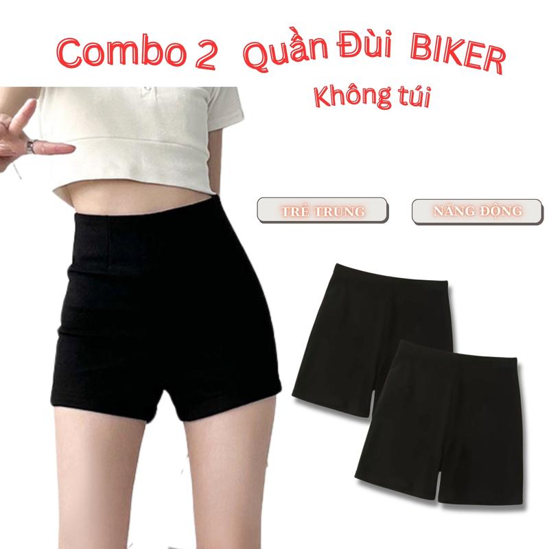 Combo 2 Quần Đùi Biker Short Body Dáng Ôm Ngắn Thể Thao Thoáng Mát Sport QĐ001CB2 Cotton Tập Thể Dục Tập Yoga