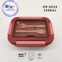 Gambar Lunchbox Set 3 Sekat Microwavable 1500 ml Anti Tumpah + Sendok - Bpa Free - OR 0224 - Yellow dari Ollahomeliving Kota Bogor 4 Tokopedia