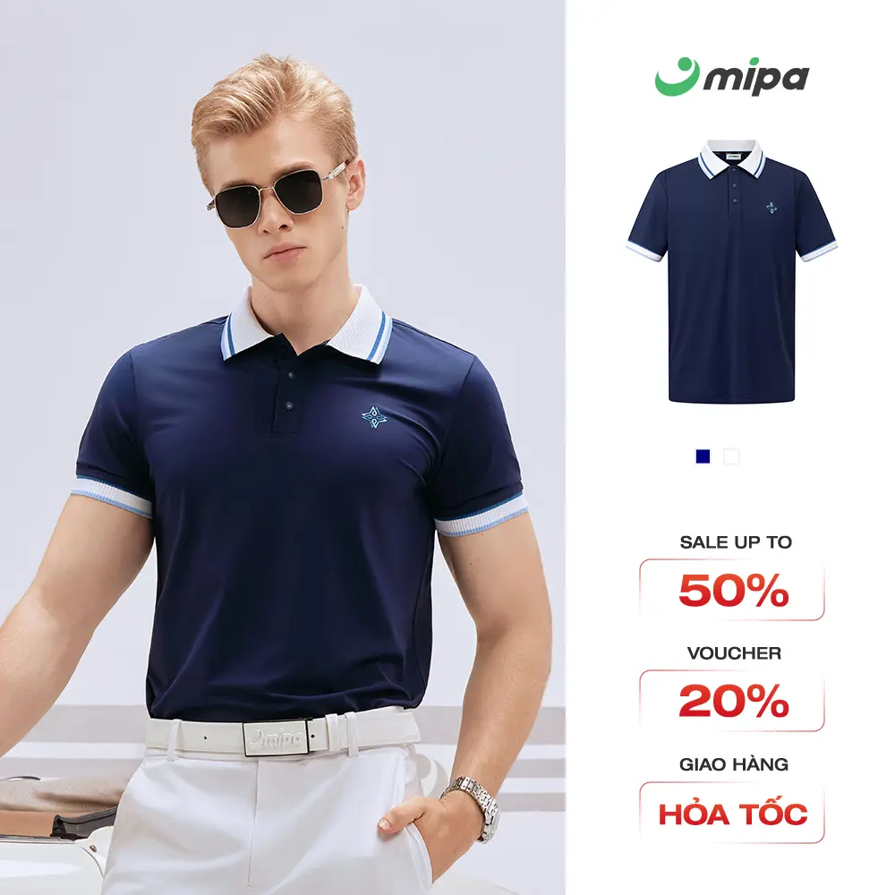 Áo golf nam ngắn tay MIPA thời trang Golf Pickleball Tennis chất liệu mềm mại co giãn đàn hồi chống tia UV Clinton Top