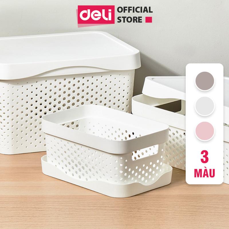   Sale giá sốc  Giỏ rổ nhựa đựng đồ quần áo có nắp đa năng nhiều cỡ Deli Hộp đựng đồ có tay cầm phong cách Nhật đơn giản Rổ Đựng mỹ phẩm  Phòng ngủ Bảo quản quần áo Có tay cầm 