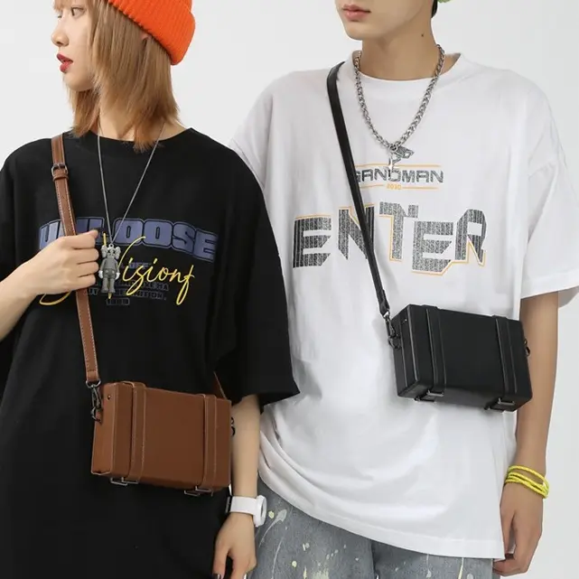 Men's bag ulzzang Korean fashion PU leather men box bag sling bag shoulder bag crossbody bag for men