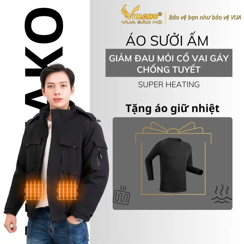 Áo Sưởi điện, áo sưởi Ấm 9 Vùng Sưởi YAMAKO [ Bảo Hành 12 Tháng, Pin 10000 mAh] Bọ gồm áo và Pin Nam Menswear 0