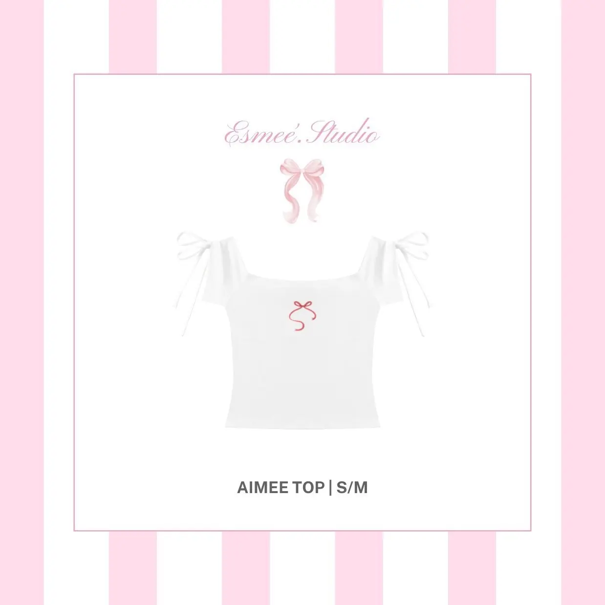 Esmeé | Áo Aimee Top Trắng Thêu Nơ Đỏ
