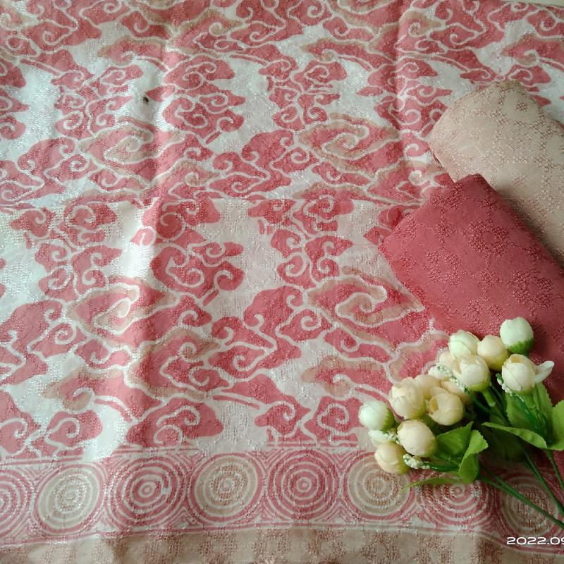 KAIN BATIK VISCOSE SEMI SUTRA VISKOS CAP SEMI TULIS SETELAN FISKOS POLOS BATIK FARIZA CIREBON SOFT PASTEL CERAH 7