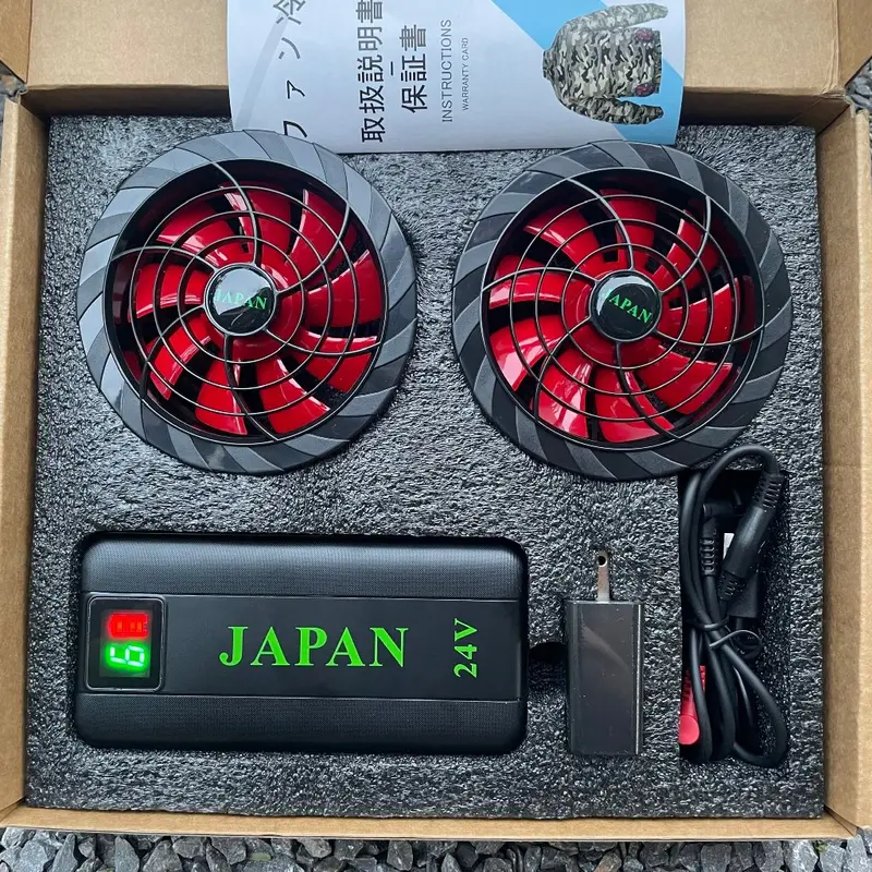 Bộ phụ kiện áo điều hoà JAPAN 24V 6 cấp gió (hàng xịn) gồm : Pin 94000mah 24V + sạc + quạt 9 cánh️ 24V (12-16 tiếng) 0