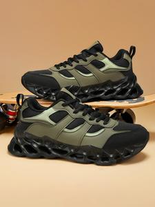 Men's Fashionable Patchwork Design Mesh Sneakers, Casual Breathable Comfortable Sports Running Shoes, Male All-match Round Toe Shoes for Daily Wear, Closed