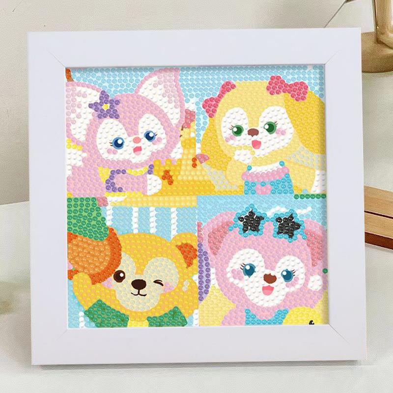 Product Introduction of 5D Diamond Painting 1 Set Doraemon/SpongeBob Empat kisi Kit Mainan DIY Anak Lukisan Diamondengan Bingkai Kerajinan Lukis Berlian Bingkai foto 18x18cm 10