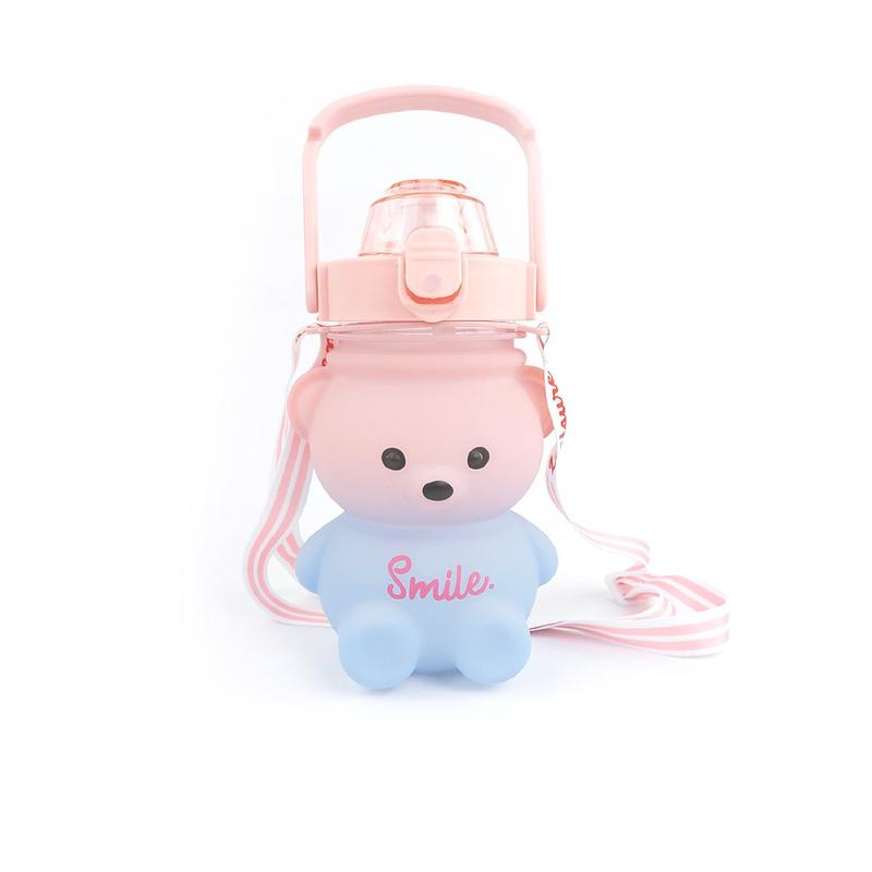 Miere Home - Botol Viral Botol Minum Gemoy Anak Botol Bear Beruang Gradasi 3D Tumbler 1.2 Liter Botol Motivasi Stikerb 2D dengan Tali 4